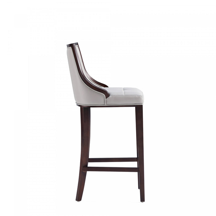 Tabouret de bar traditionnel en bois avec assise rembourree Fifth Avenue, gris clair - Lot de 3