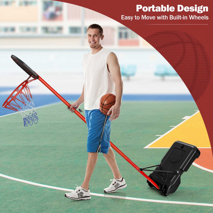 Base Et Panier De Basketball Reglable En Hauteur Costway, Support De Basketball Portable Avec 2 Roues, Base Remplissable, Filet En Nylon Resistant Aux Intemperies