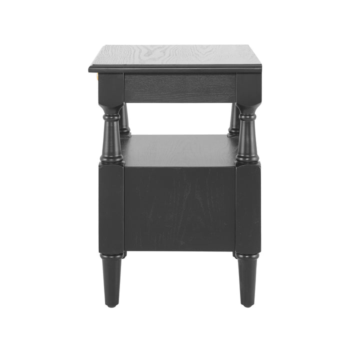 Aspen Lot de 2 Tables de Nuit avec Tiroirs et Etageres Ouvertes, Noir