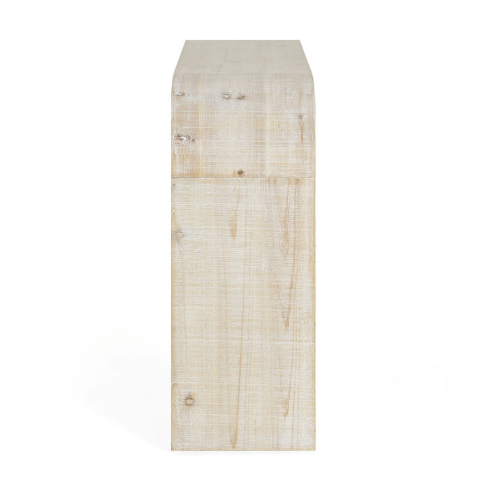 Cedar Table Console en Bois 52 po avec Bord Courbe et Finition Vieillie, Naturel