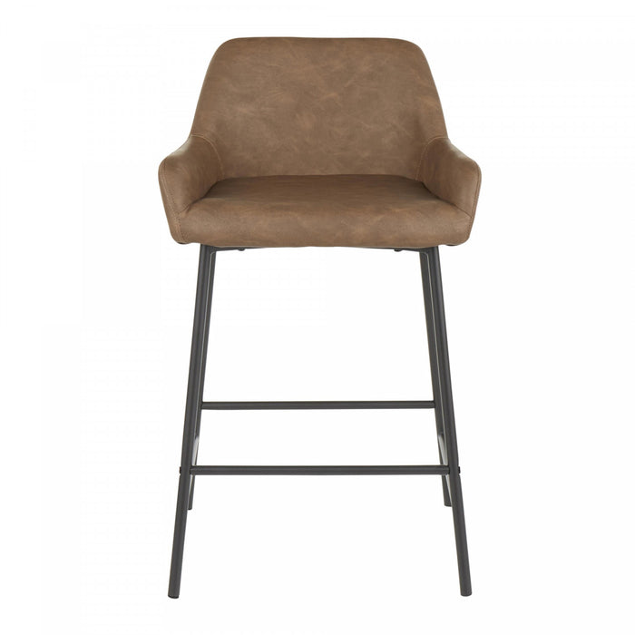 Tabouret industriel Daniella de hauteur comptoir en similicuir espresso - ensemble de 2