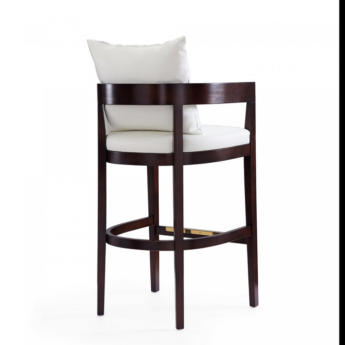 Tabouret de bar en bois rembourre style mid-century Ritz, ivoire – Lot de 3