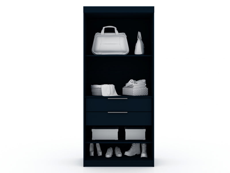 Armoire contemporaine moderne Mulberry 36\" en bleu minuit - Ensemble de 3