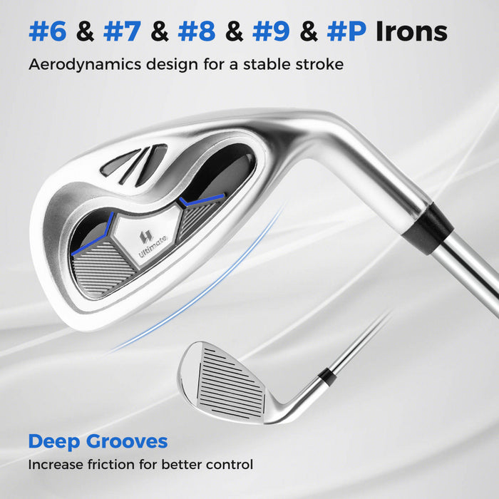 Ensemble Complet De 10 Clubs De Golf De Marque Costway Pour Hommes Avec Driver En Alliage Bleu