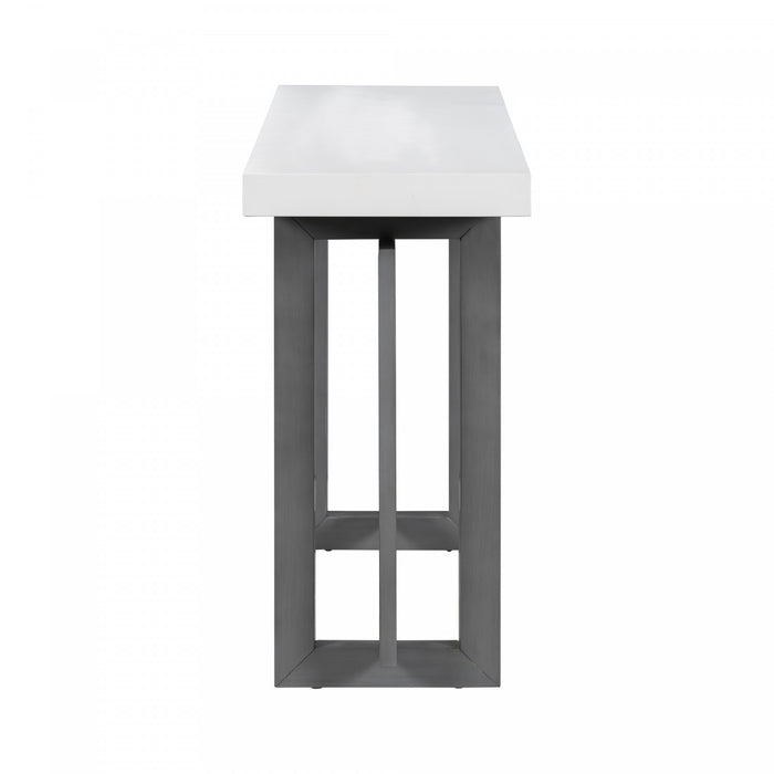 Table d'entree peinte Ethan 59,1'' avec design rectangulaire triple et pieds en bois de pin, blanche