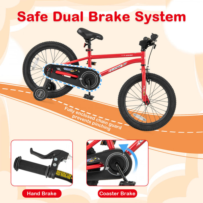 Velo Costway 18 Pouces Pour Enfants De 4 A 8 Ans Avec Selle Reglable Et Guidon Antiderapant Rouge