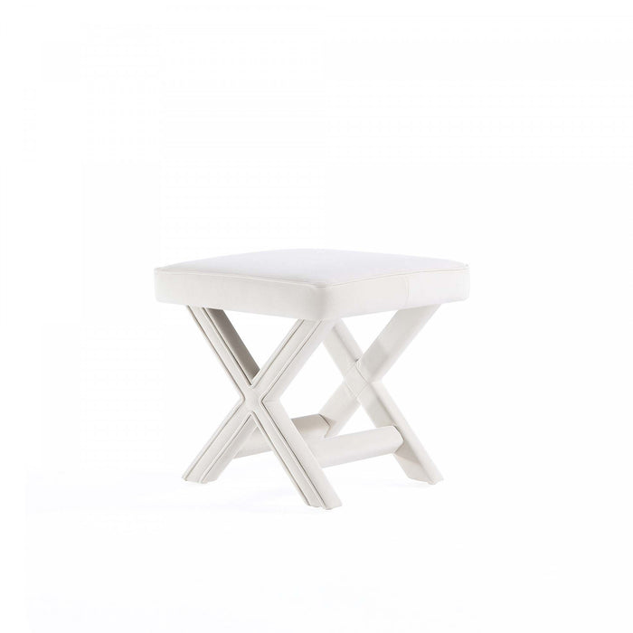 Banc d’appoint Abigail style milieu du siecle moderne en velours creme