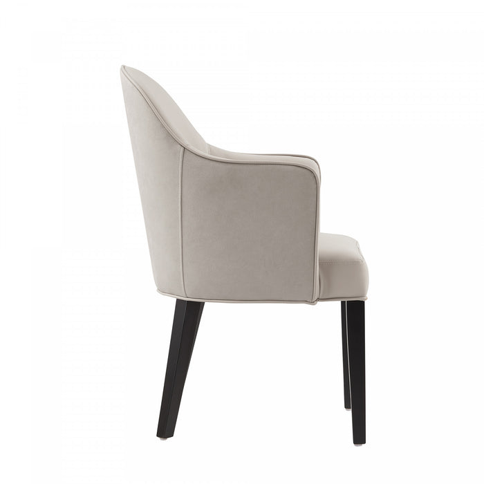 Fauteuil Hillman Moderne en Bois, Similicuir et Velours, Gris Clair