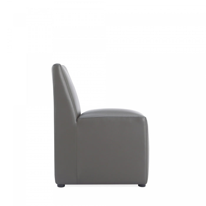 Chaise de salle a manger moderne en cuir vegetalien graphite Anna - Lot de 2