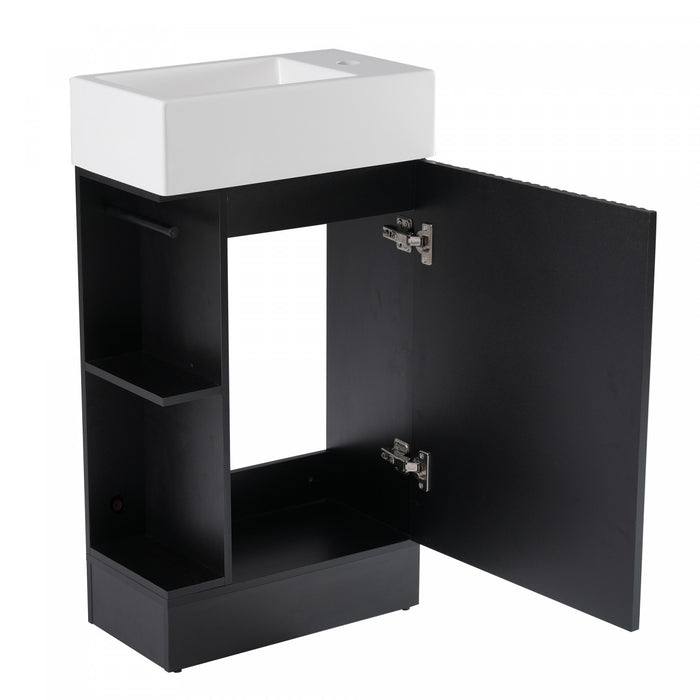 Ethan Meuble-lavabo de 18,6\" avec vasque et etagere reglable, Noir