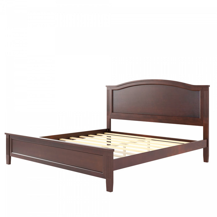 Lit plateforme Benson en bois massif format Queen avec tete de lit elegante, brun
