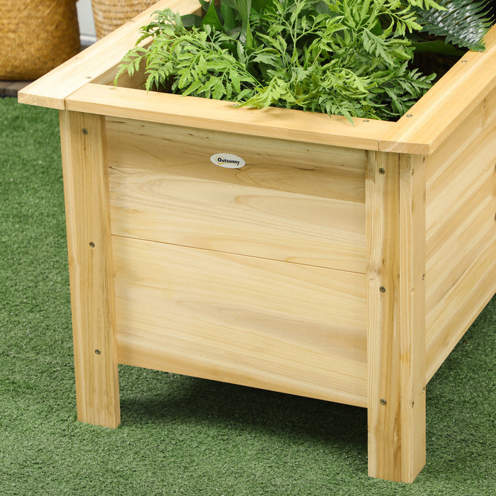 Outsunny Jardiniere Surelevee En Bois Pour L'exterieur, Avec Pieds, Pour Les Legumes, Les Fleurs Et Les Herbes, En Forme De L, Naturel
