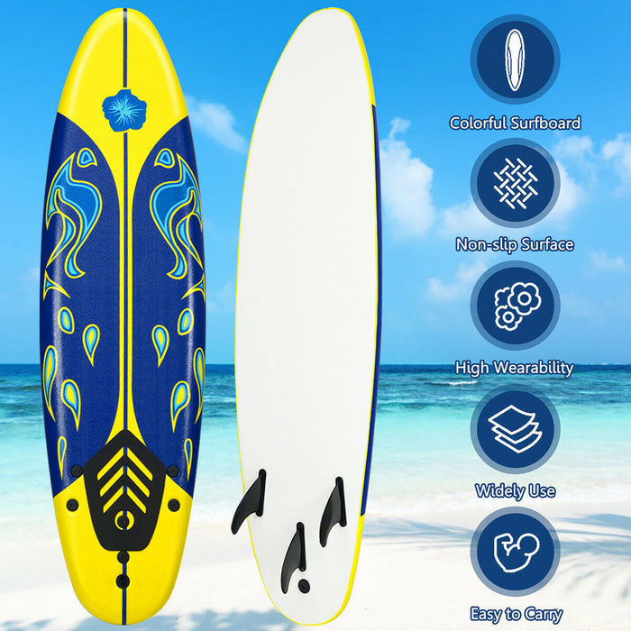 Costway – Planche De Surf De 6’’ A 3 Derives & Leash Pour Enfants, Adultes