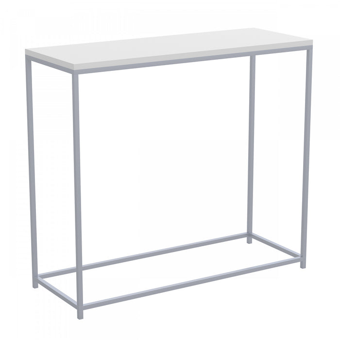 Console moderne de 31 po - blanche avec métal argenté