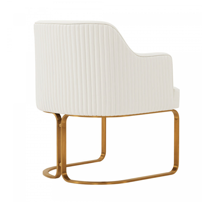 Chaise de salle a manger moderne Raya en bois et cuir vegetalien ivoire - Lot de 2