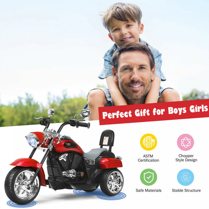 6v Enfants Rouler Sur Moto Helicoptere 3 Roues Trike Avec Phare Rouge