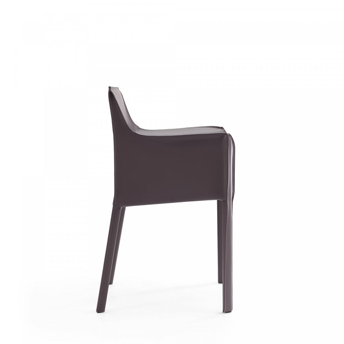 Chaise de salle a manger moderne en cuir vegetalien Vogue gris - Lot de 2