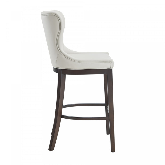 Tabouret de bar Blair moderne en bois avec revetement en tissu blanc - Lot de 2