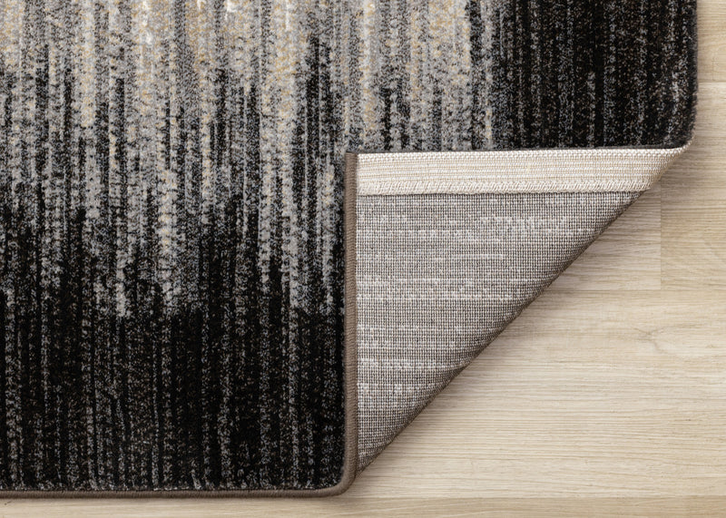 Carpette dense Amelia noire et beige à motif de bordure - 7 pi 10 po x 10 pi 10 po