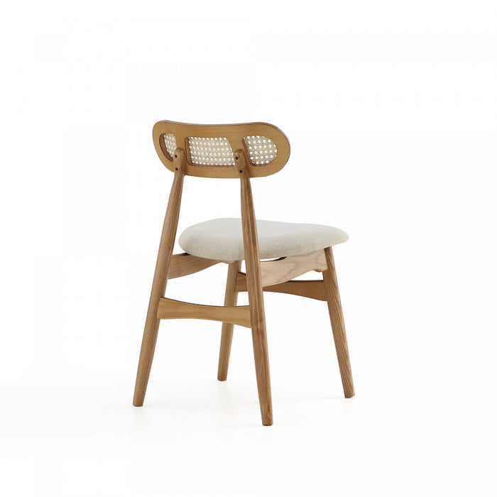 Chaise de salle a manger Colbert Industry Chic avec dossier en cannage et assise rembourree en bois naturel - Lot de 4