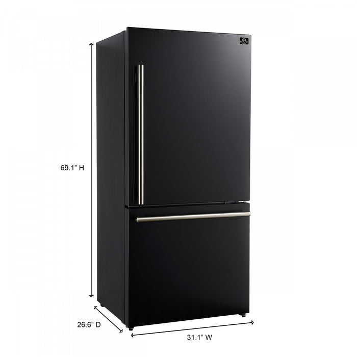 Refrigerateur Milano Espresso de 31 po avec congelateur inferieur, noir, 17,2 pi³ – FFFFD1785-31BLK
