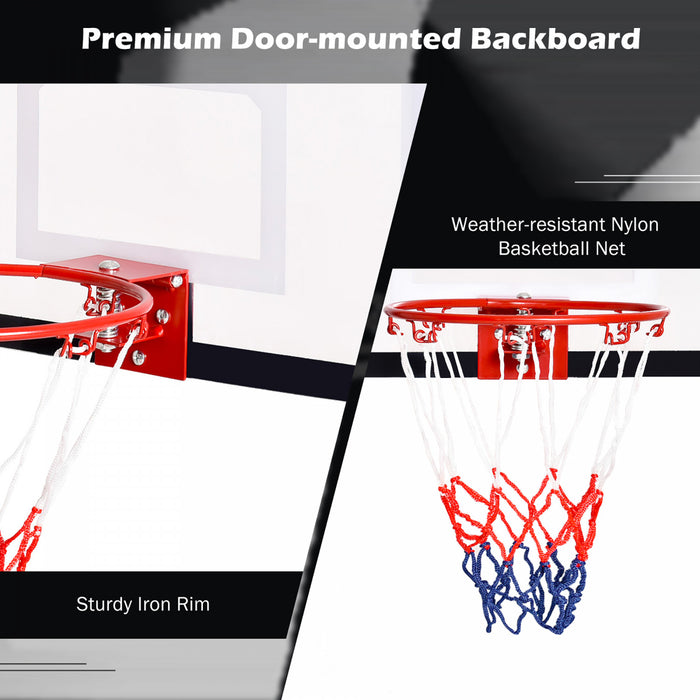 Le Mini-cerceau De Basket-ball Au-dessus De La Porte Comprend Le Basket-ball Et La Pompe A Main Sports D’interieur