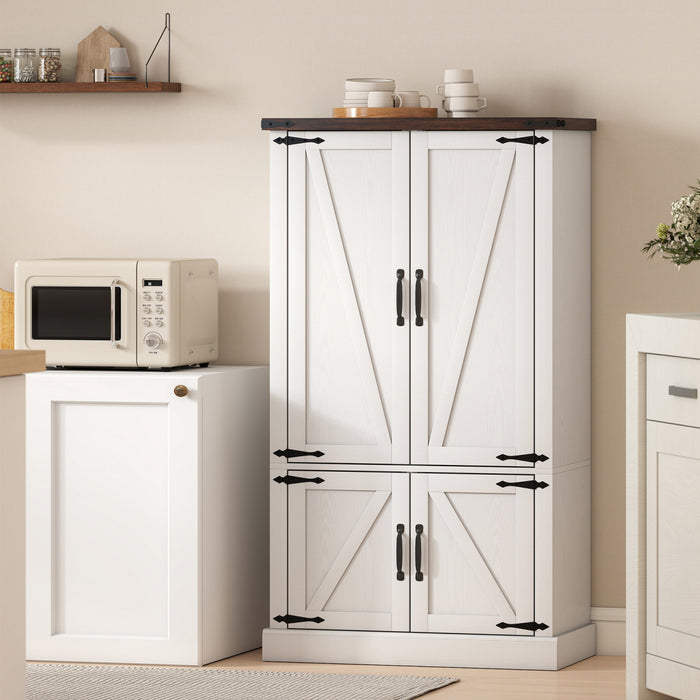 HOMCOM Meuble de rangement pour garde-manger, avec 6 etageres, blanc