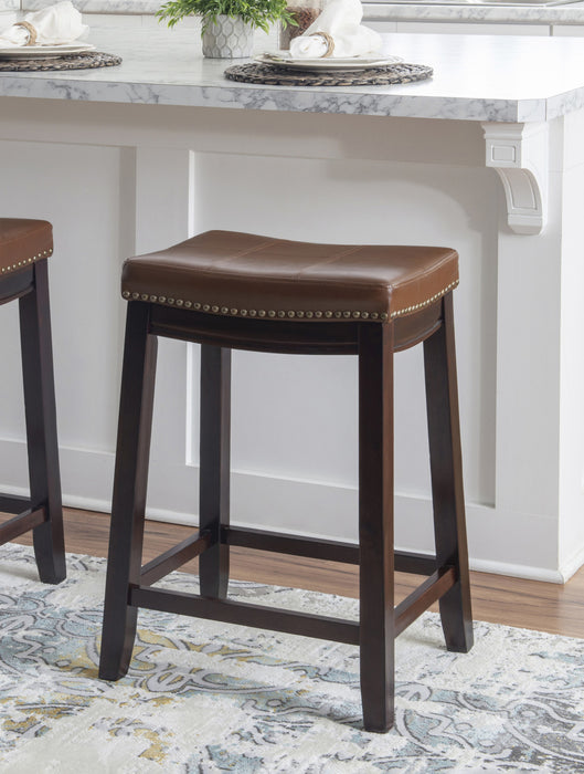 Tabouret Claridge de hauteur comptoir en similicuir et sans dossier - cognac