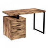 Bureau d’ordinateur de 47 po avec 3 tiroirs - bois recyclé brun avec base en métal argenté
