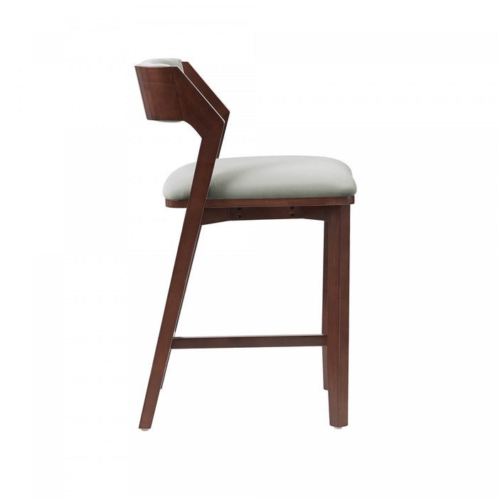 Tabouret de comptoir moderne en bois Patricia avec revetement en tissu blanc glacier - Lot de 3