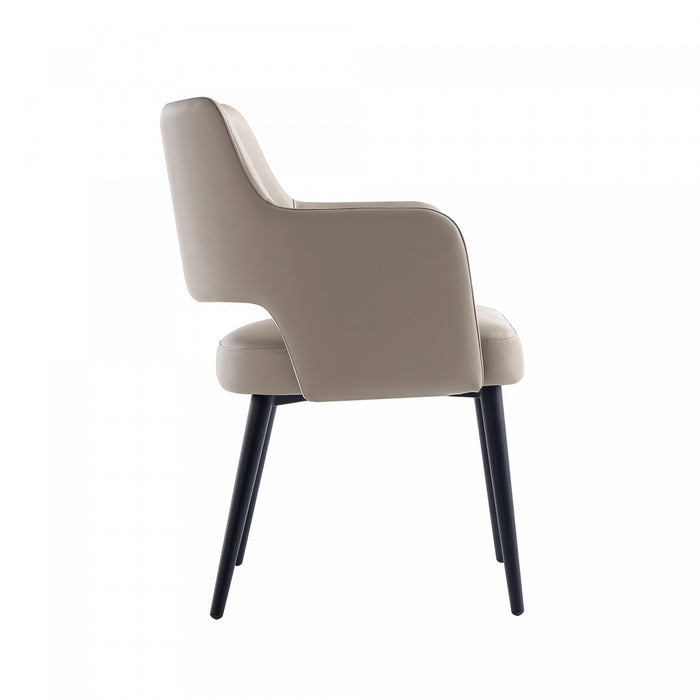 Fauteuil moderne Tremont en metal et cuir vegetalien taupe