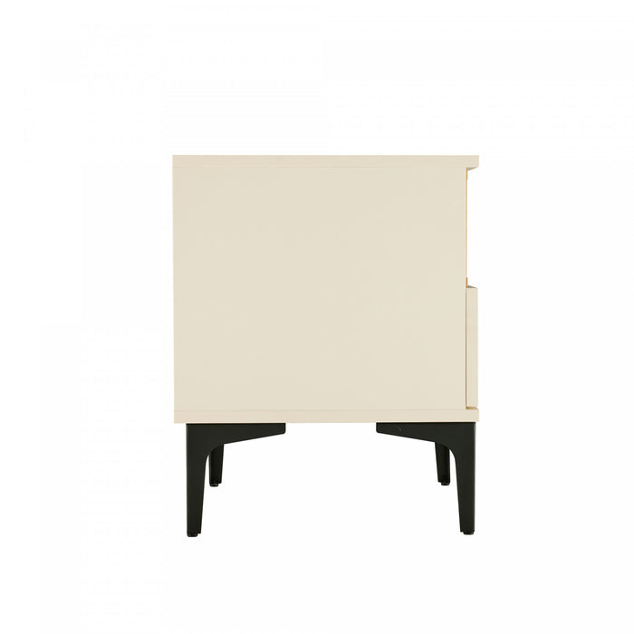 Table de nuit moderne Amara 20\" en creme et chene clair (1 tiroir) - Lot de 2