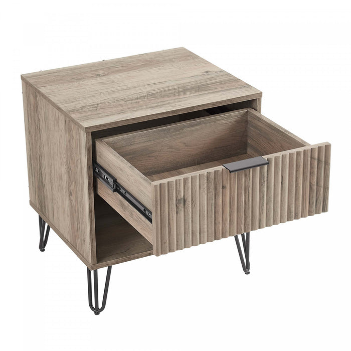 Table de nuit moderne Dumbo 20\" a rainures en gris rustique (1 tiroir)