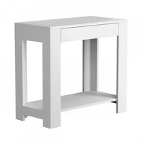  Table d’appoint étroite classique de 24 po avec rangement dissimulé et tablette inférieure - blanche