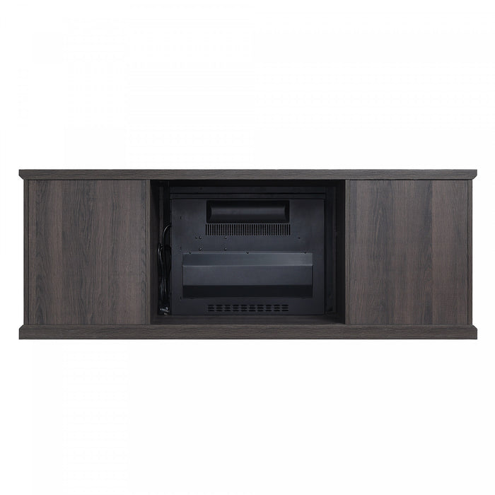 Foyer electrique moderne Franklin style ferme, 2 pieces, noir et brun