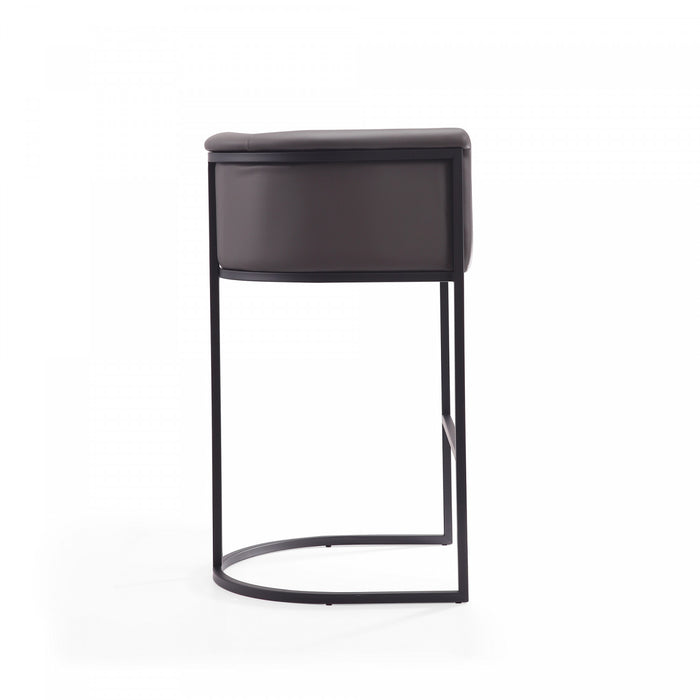 Tabouret de bar rembourre en metal style cosmopolite mi-siecle moderne en graphite - Lot de 3