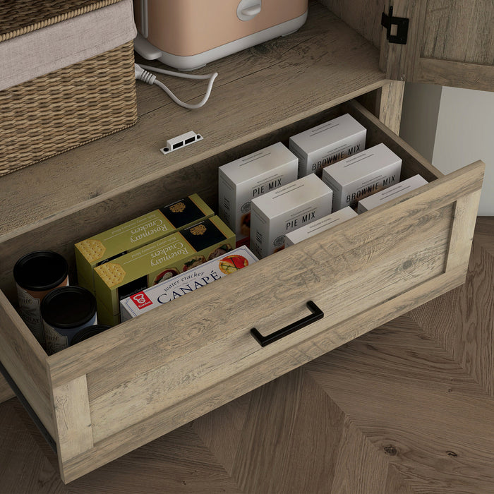 HOMCOM Armoire de rangement de cuisine avec etageres reglables, gris