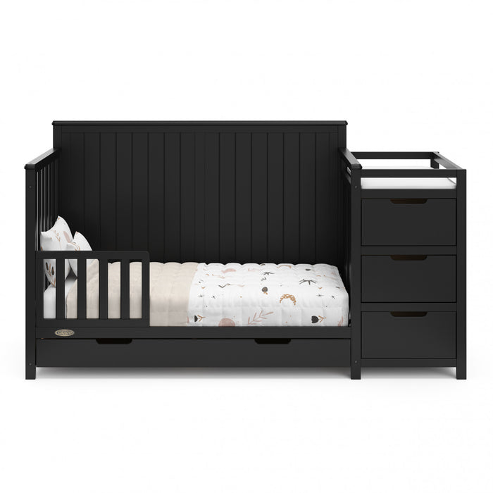 Graco Hadley Lit de bebe convertible 5-en-1 avec table a langer et tiroir - Noir