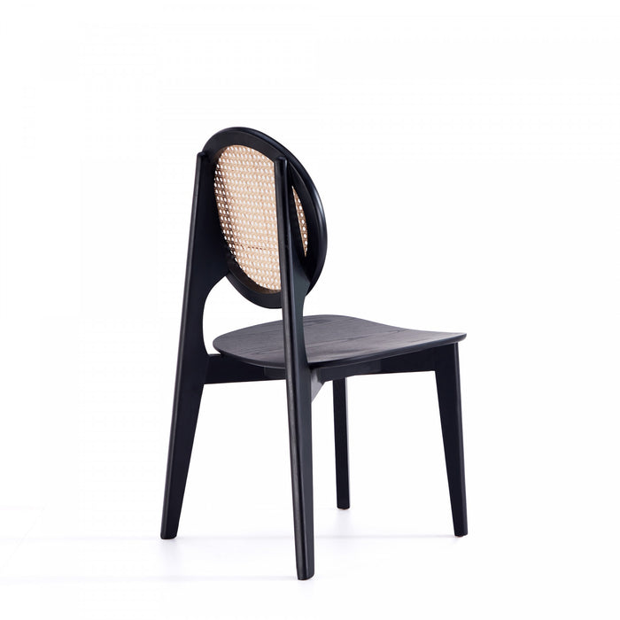 Chaise de salle a manger en bois style industriel Versailles en noir et naturel - Lot de 4
