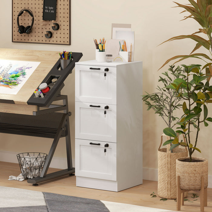 HOMCOM Classeur de bureau a 3 tiroirs, classeur vertical, blanc