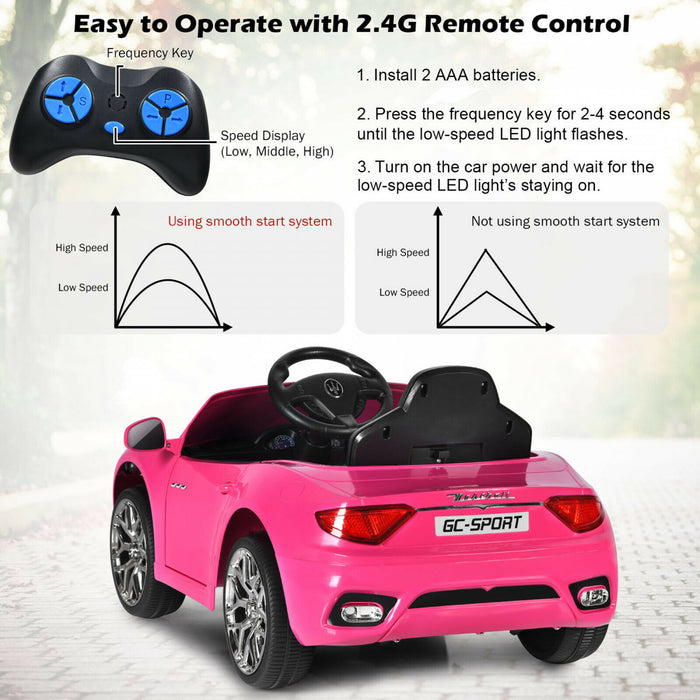 12v Enfants Rouler Sur La Voiture Maserati Grancabrio Sous Licence W / Telecommande & Lumieres Rose