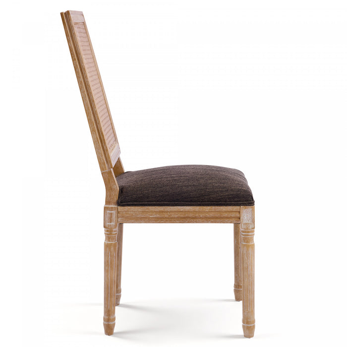 Oliver lot de 2 chaises de salle a manger en bois massif (hevea) avec assise rembourree, dossier en cannage et pieds canneles, marron