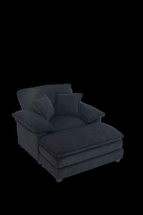 Liam Canape d'interieur moderne en velours cotele 46,9\" avec 2 coussins moelleux, Noir