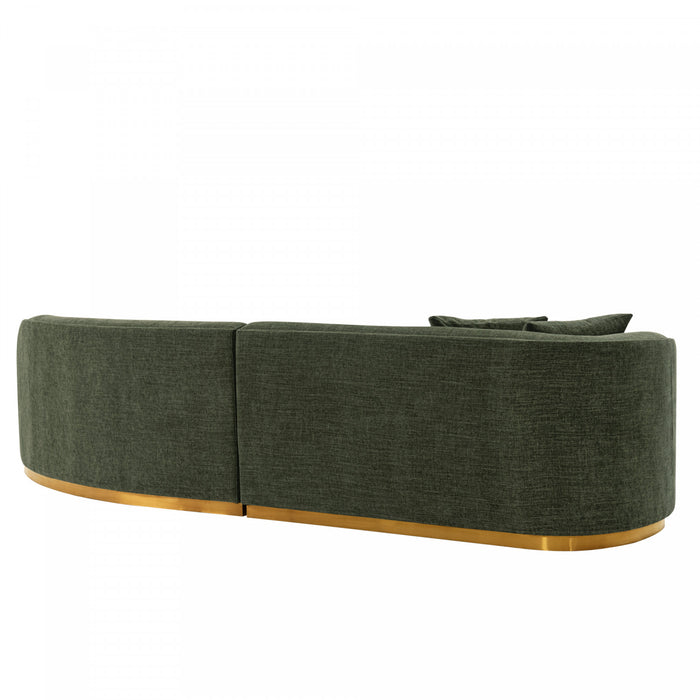 Canape d’angle moderne Daria 132\" en chenille vert olive