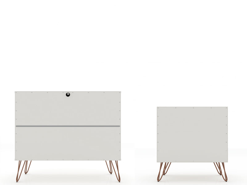 Ensemble de commode 2 pieces Rockefeller style mid-century moderne en blanc casse