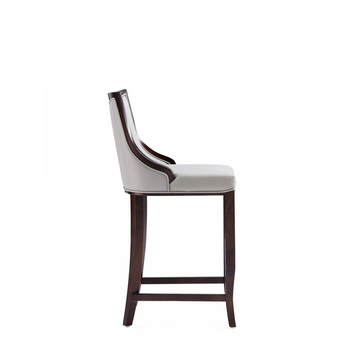 Tabouret de bar en bois traditionnel Emperor avec assise rembourree, gris clair – Lot de 3