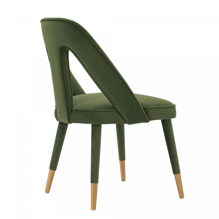 Chaise de salle a manger moderne Neda en velours vert olive - Lot de 2