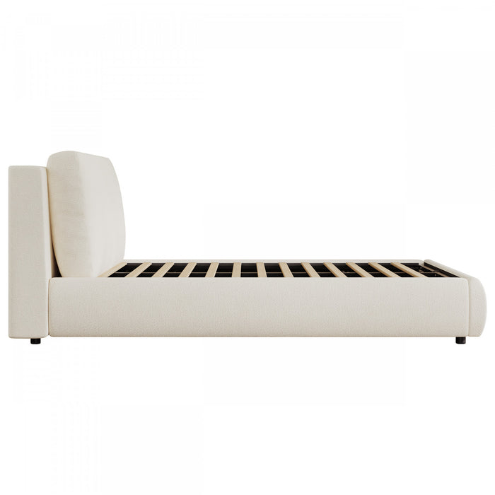 Diana Ottoman Hydraulic Lift Storage Platform Bed with Luxurious Boucle Upholstered and Sturdy Storage,King Size,White