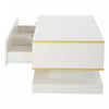 James Coffee Table with 2 Drawers Gold,White | James table basse – table avec 2 tiroirs et details dores, blanc