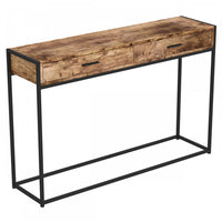 Console moderne de 48 po avec 2 tiroirs - bois recyclé brun avec métal noir